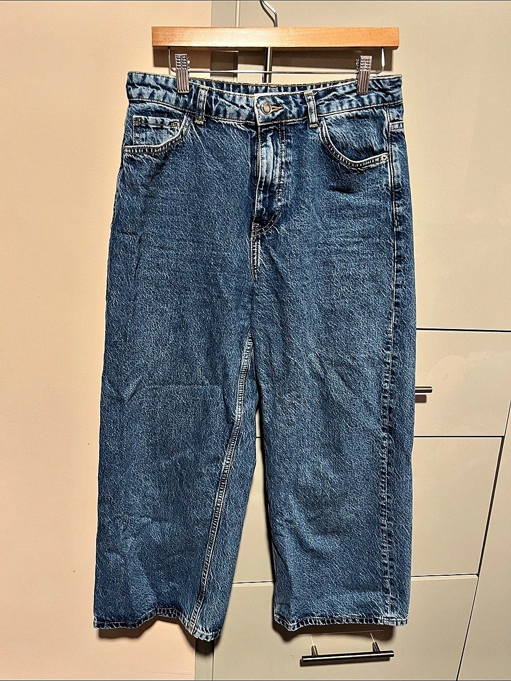 Zara Cropped Cotton Jeans in Blue US 8